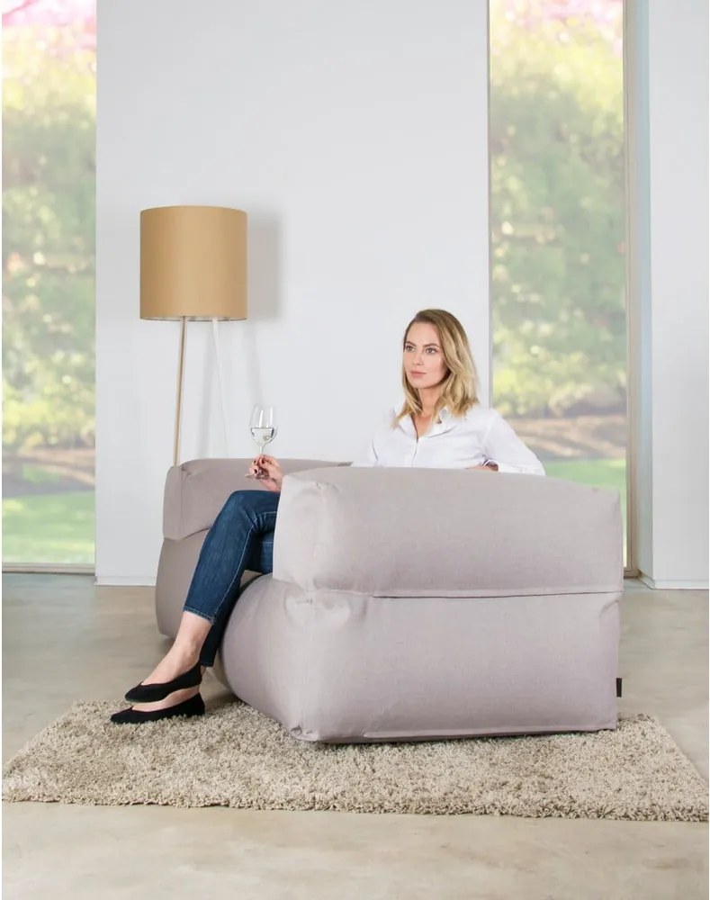 Puof a sacco color crema con rivestimento in bouclé Sofa MooG – SLOWDOWN