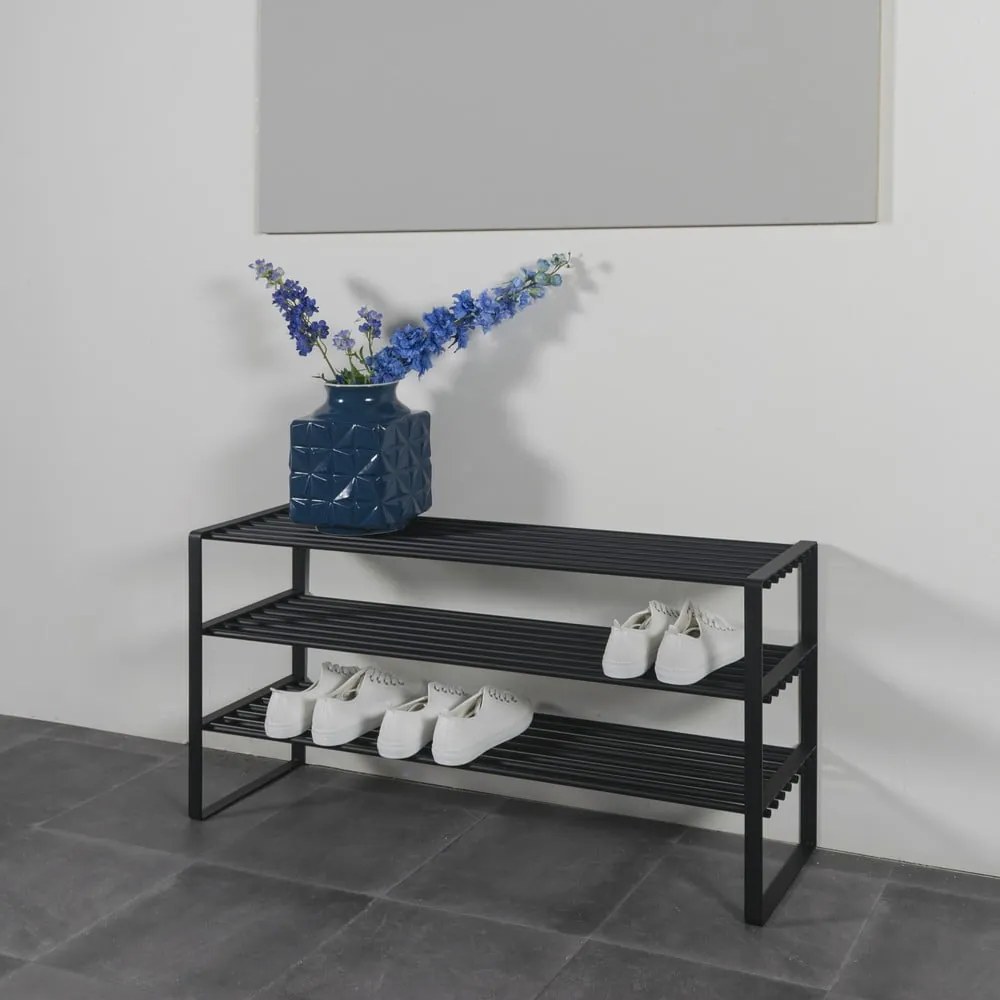 Scarpiera nera in metallo 100x48,5x29 cm Rex – Spinder Design