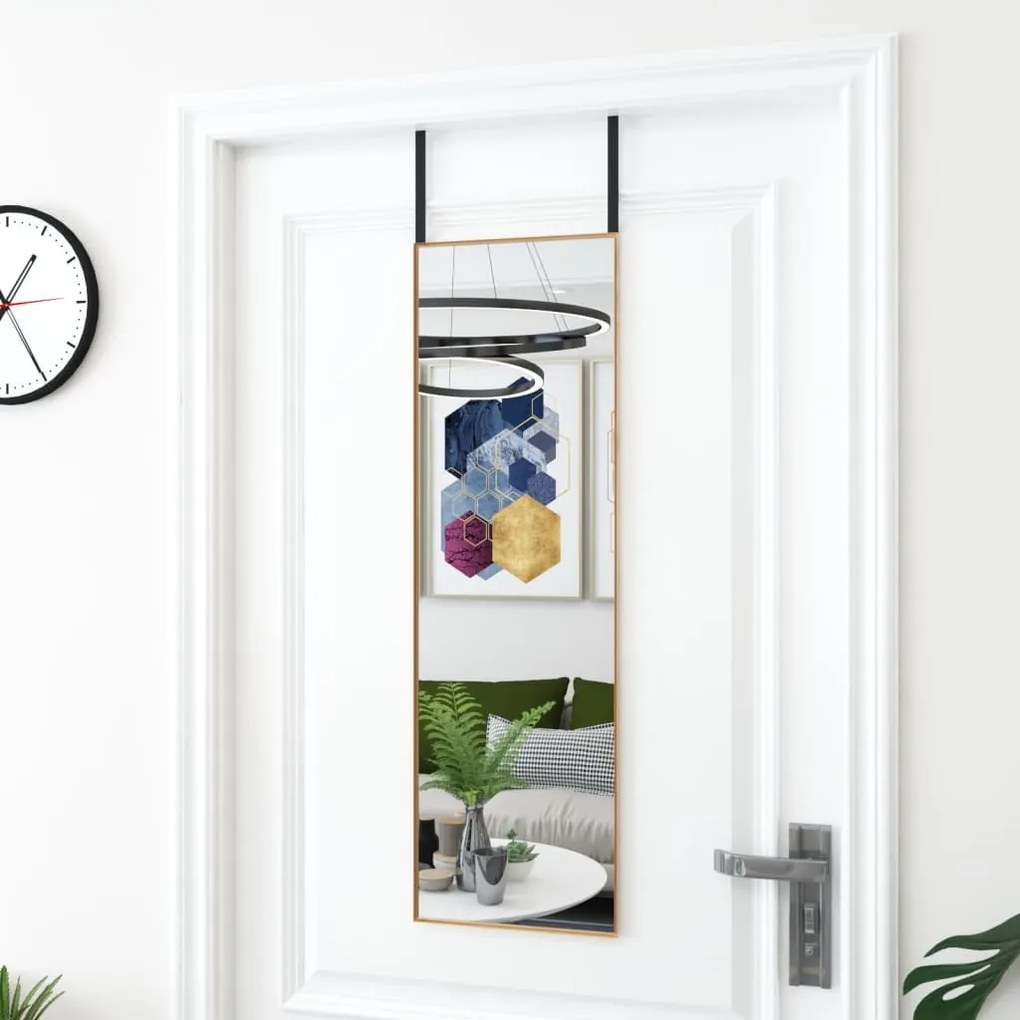 Specchio da Porta in Vetro e Alluminio disponibile in varie dimensioni, 30 x 100 cm / Oro