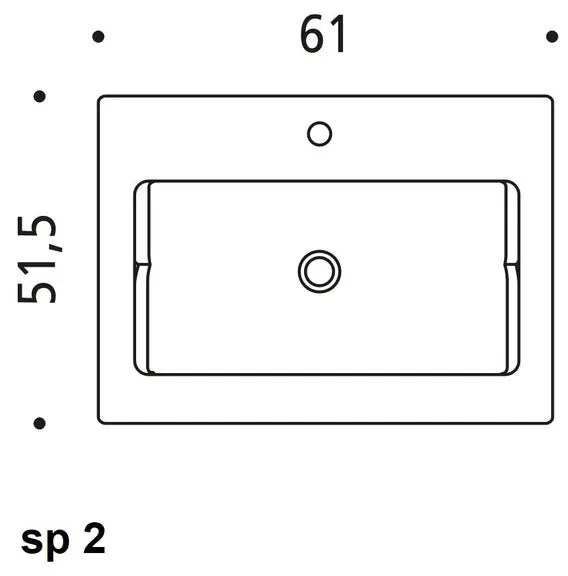 Base per mobile bagno Zenith 2 cassetti P 50 x L 60 x H 50 cm bianco