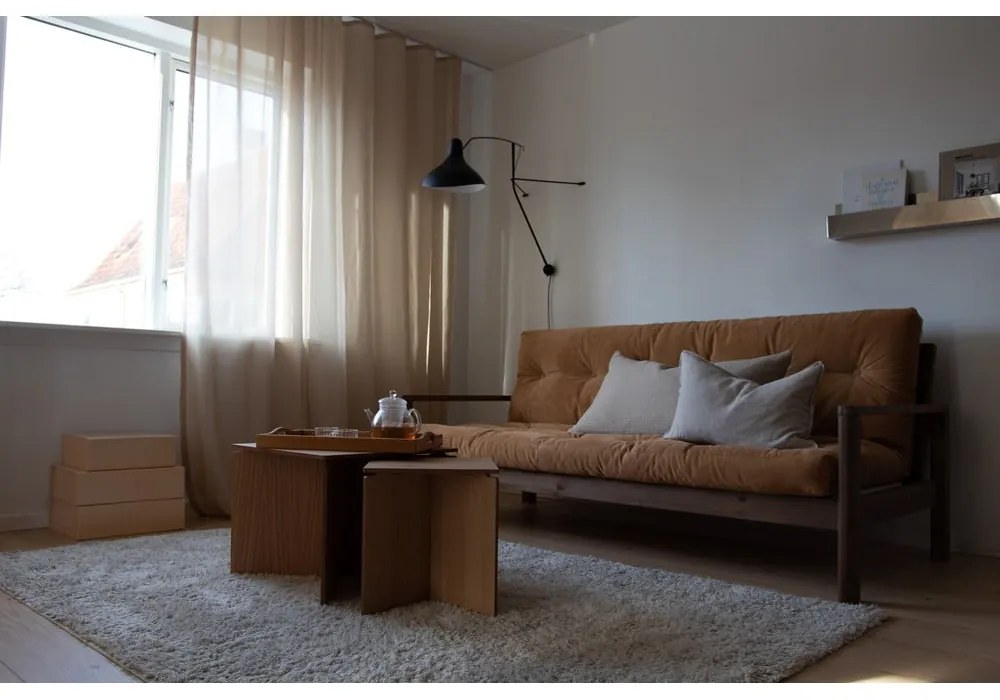 Divano letto in lino beige 205 cm Knob - Karup Design