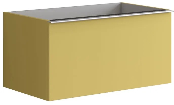 Mobile da bagno sotto lavabo Pixel plain giallo sole laccato opaco L 80 x H 40 x P 45.5 cm 2 cassetti, lavabo non incluso