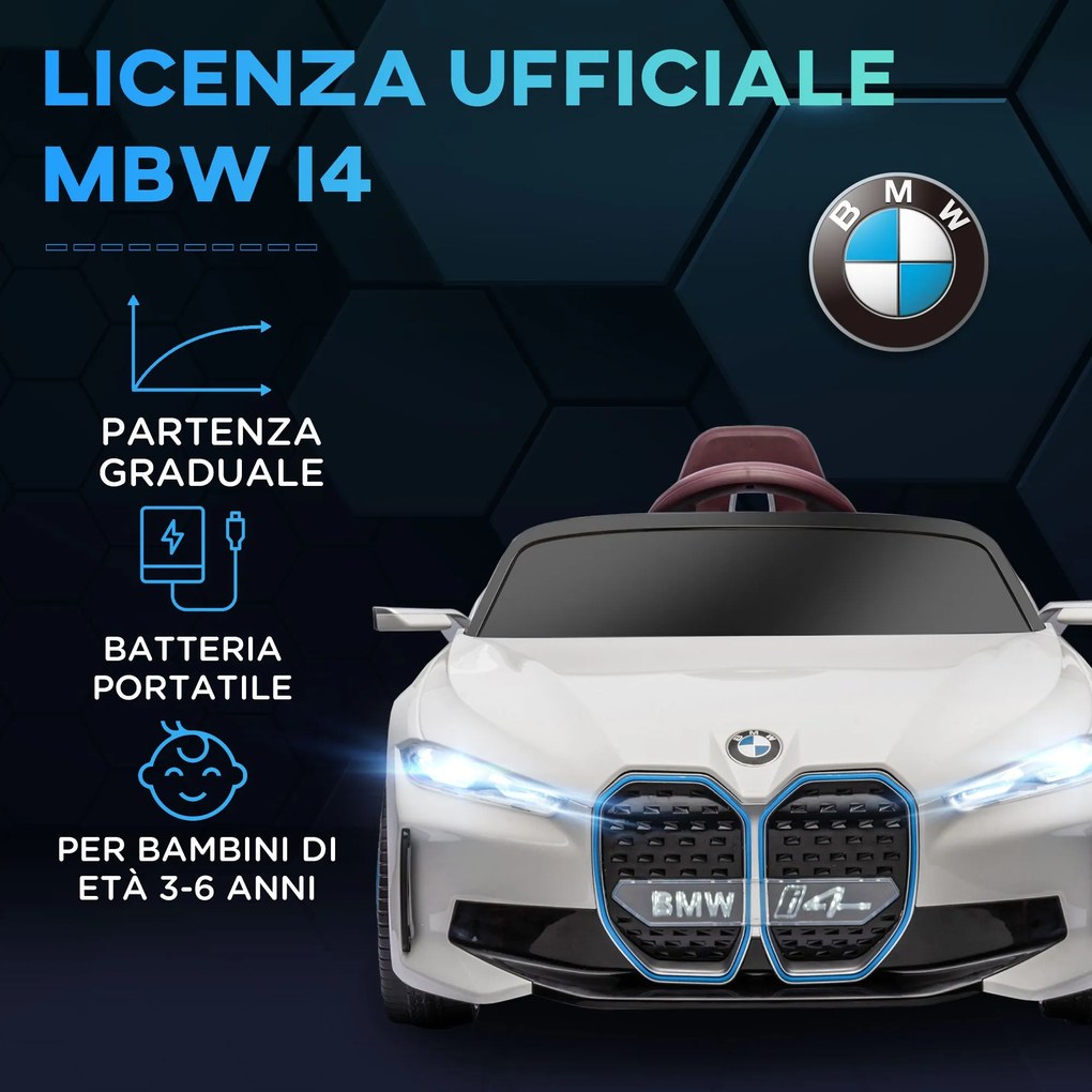 Macchina Elettrica per Bambini 12V con Licenza BMW I4 Bianca...