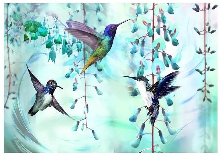 Fotomurale adesivo  Flying Hummingbirds (Green)  Larghezza x Altezza Home decor 147x105