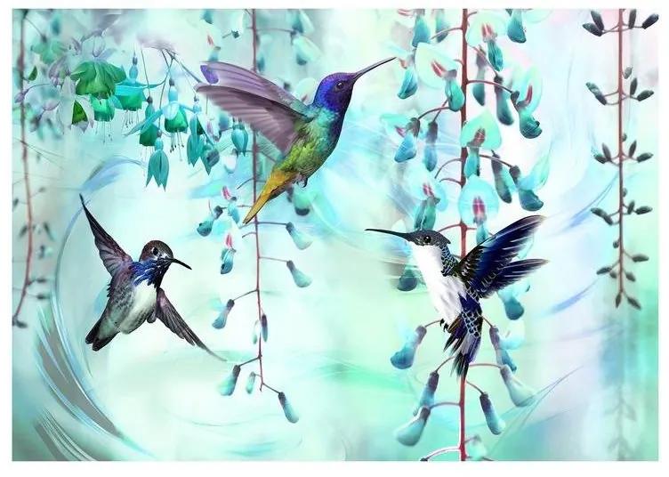 Fotomurale adesivo Flying Hummingbirds (Green)