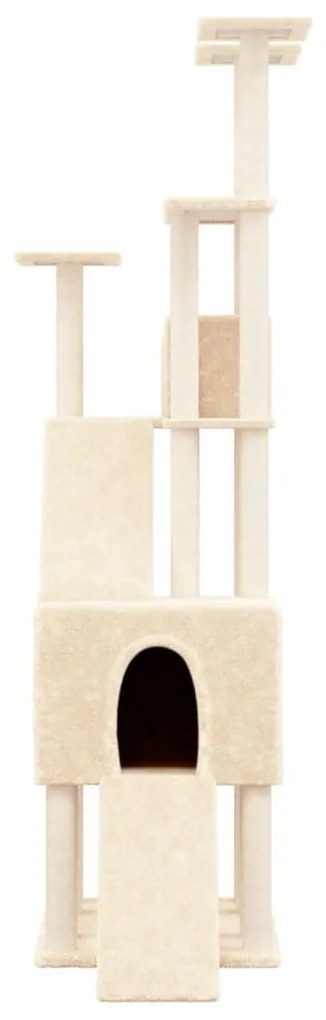 Albero per gatti con tiragraffi in sisal crema 190 cm