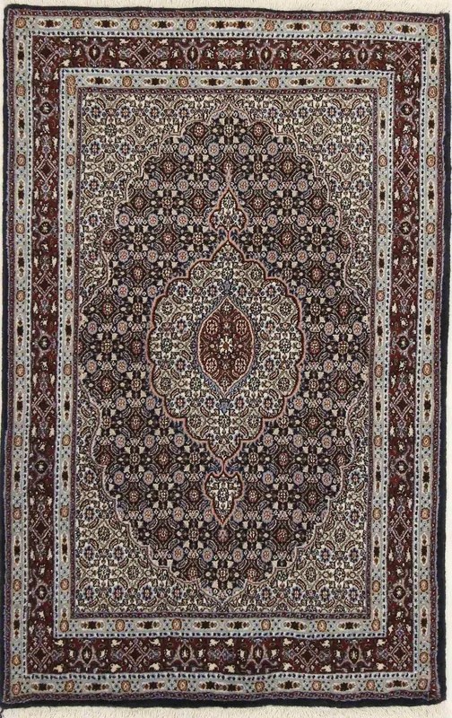 Moud Tappeto 100 x 150 Blu (Iran) Annodato A Mano