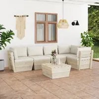 Set Divani da Giardino su Pallet 6 pz con Cuscini Legno Abete 3063566