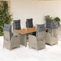 Set da Pranzo da Giardino 7 pz con Cuscini in Polyrattan Grigio 3213370