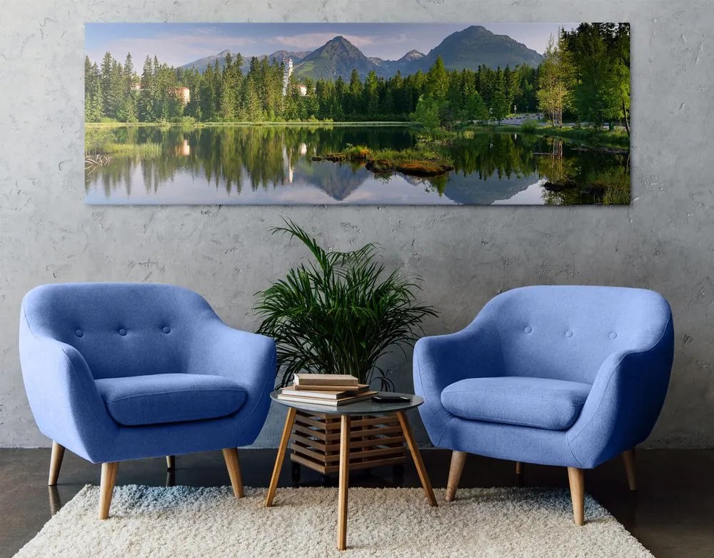 Quadro su tela – Magnifico panorama montano sul lago