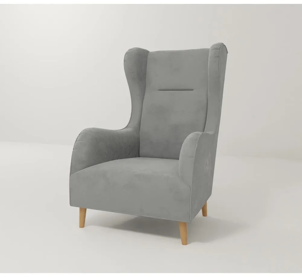 Poltrona in velluto grigio chiaro Carole - Ropez