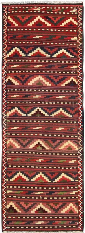 Kilim Tappeto 80 x 240 Rosso (Iran) Tessuto A Mano
