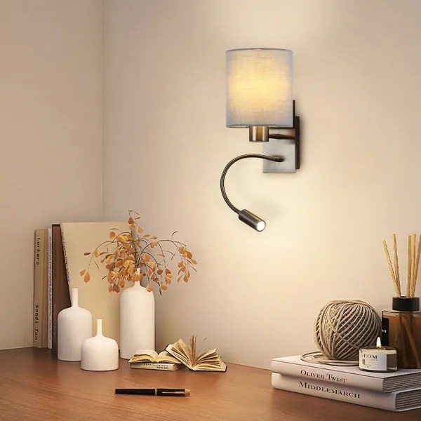 Brilagi - LED Lampada flessibile da muro NUBILA 1xE27/25W/230V + LED/3W cromo opaco/grigio