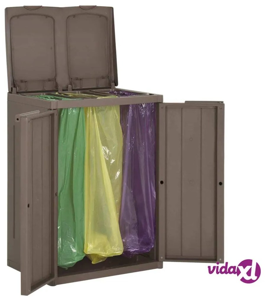 vidaXL Pattumiera a 2 Ante Marrone 65 x 45 x 88 cm in PP