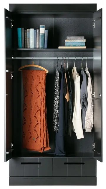 Armadio in pino nero 94x195 cm Connect - WOOOD