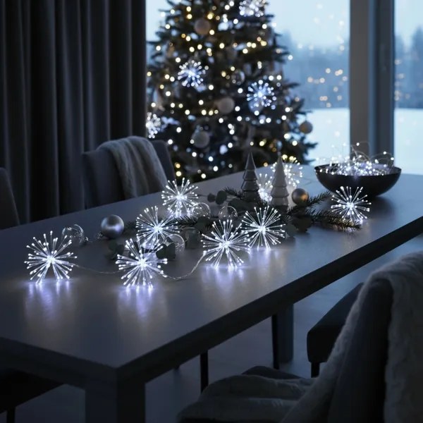 Brilagi - Catena luminosa natalizia LED da esterno 150 LED 5 m IP44 bianco freddo effetto fuochi d'artificio