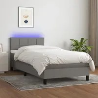 Letto a Molle Materasso e LED Grigio Scuro 80x200 cm in Tessuto cod mxl 37523