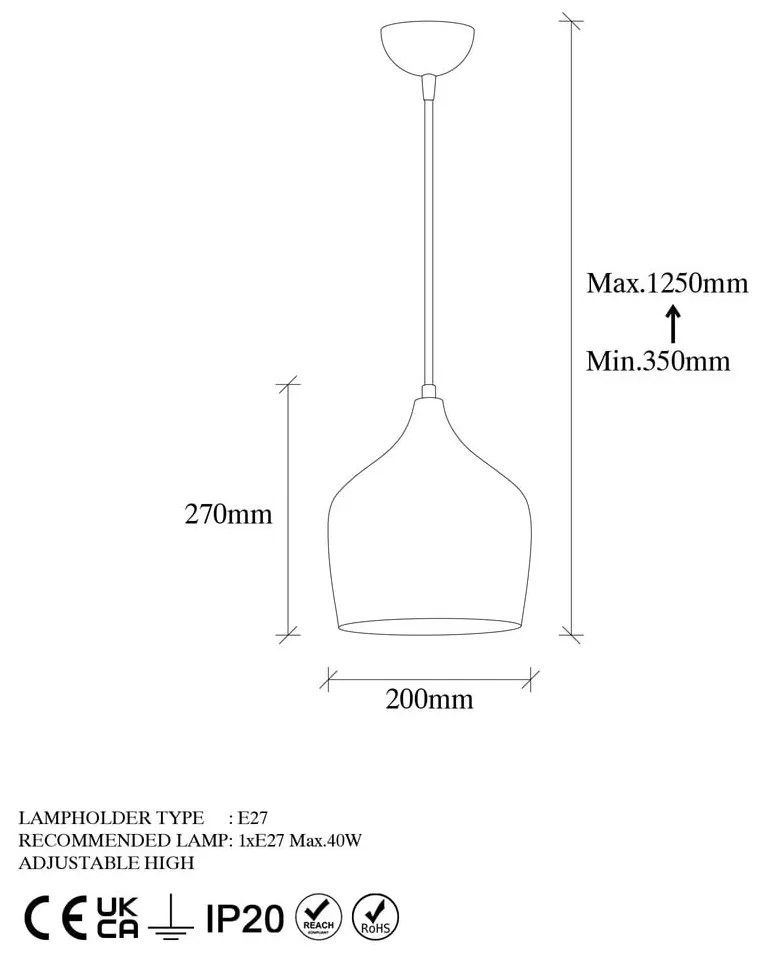 Lampada a sospensione color rame con paralume in metallo ø 20 cm Murek - Opviq lights