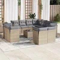 Set Divani da Giardino 12 pz con Cuscini Beige in Polyrattan 3218519