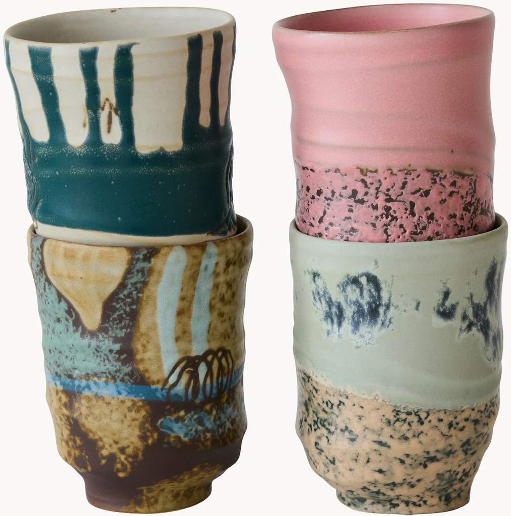 Set di 4 tazze dipinte a mano Artist Ceramics