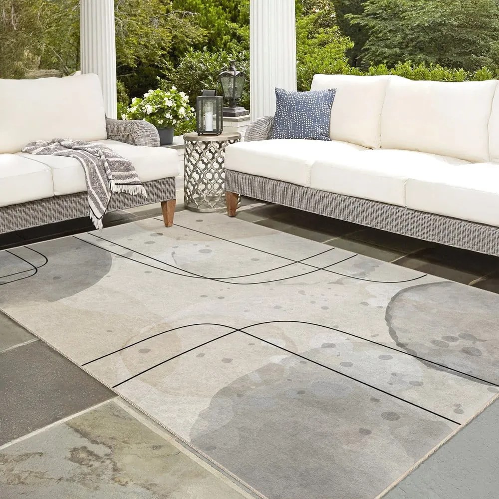 Tappeto grigio/color crema lavabile 80x150 cm Simple Lines – Mila Home