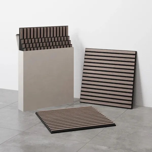 BATH DELUXE 54-060-08-84-12-SET 4x Pannello acustico a parete DANVIKEN 60x60 cm noce