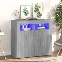 Credenza con Luci LED Grigio Sonoma 80x35x75 cm 815730