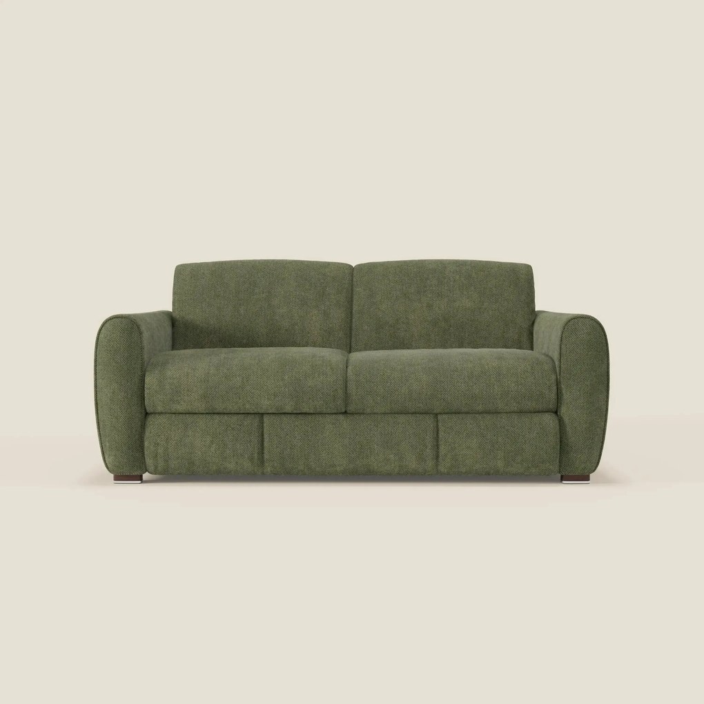Kaleo Divano letto moderno con materasso H17 cm - in raffinato tessuto impermeabile T26 verde muschio