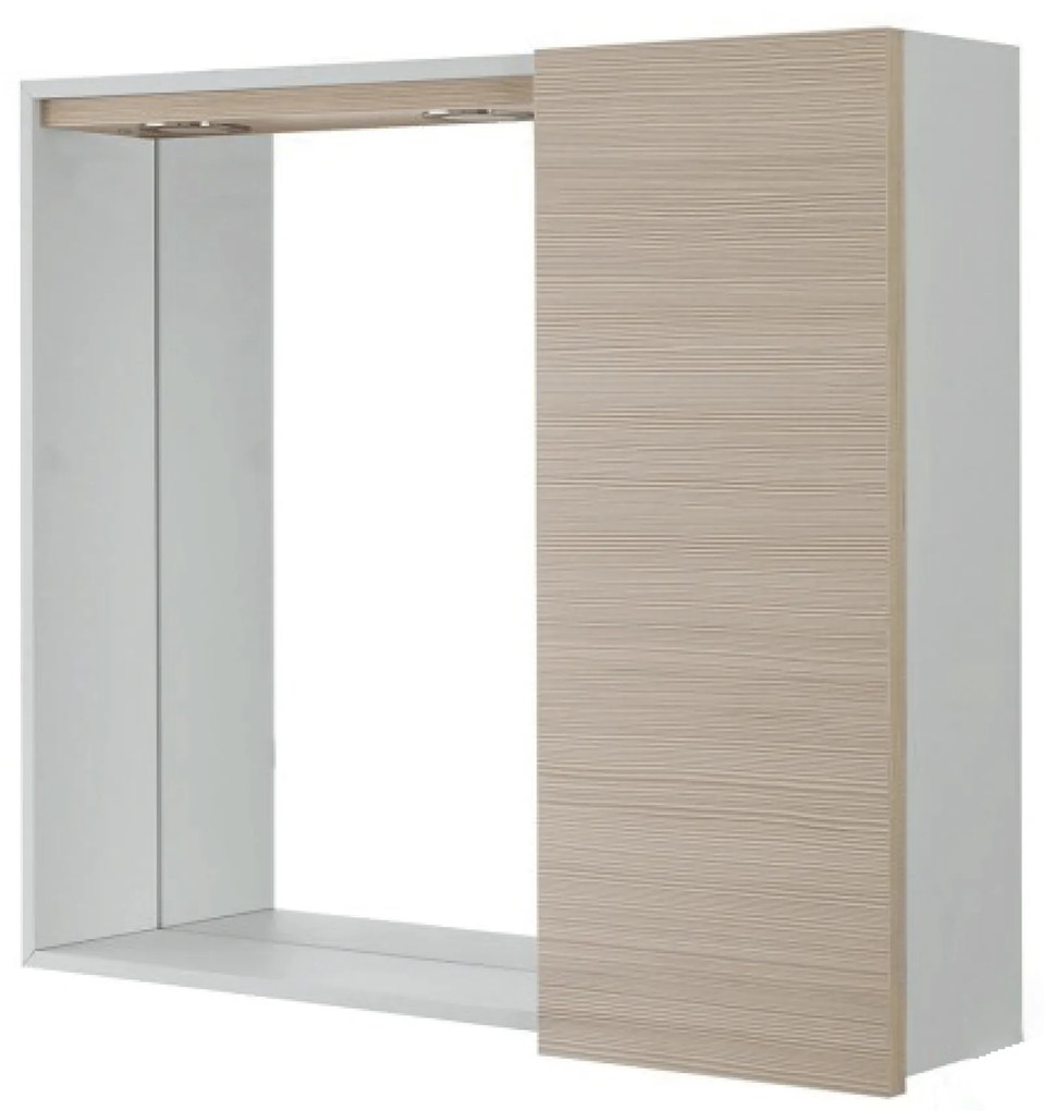 Specchio Contenitore 70x60 Cm Un'Anta Con Illuminazione Led Feridras "Stella" Larice