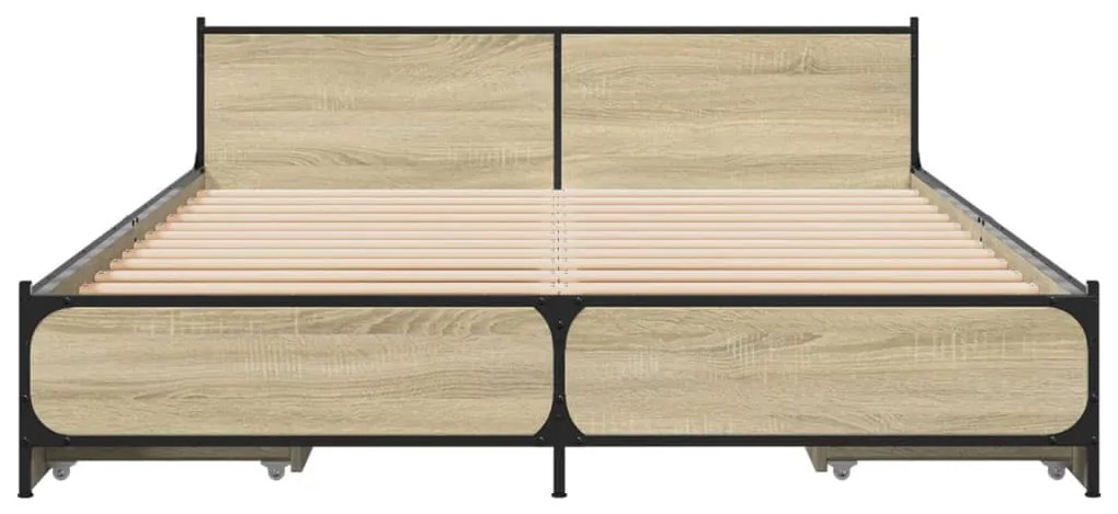 Giroletto cassetti rovere sonoma 140x200 cm legno multistrato