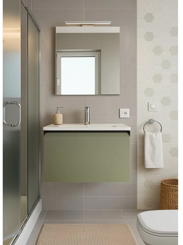 Mobile da bagno sospeso sotto lavabo Fusion L 59.5 x H 40 x P 45.5 cm verde salvia opaco, 1 cassetto