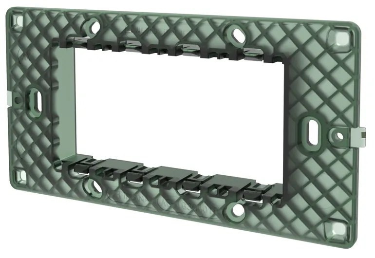 Supporto portafrutti 4 moduli 504 in plastica trasparente verde compatibile anche con Vimar Plana