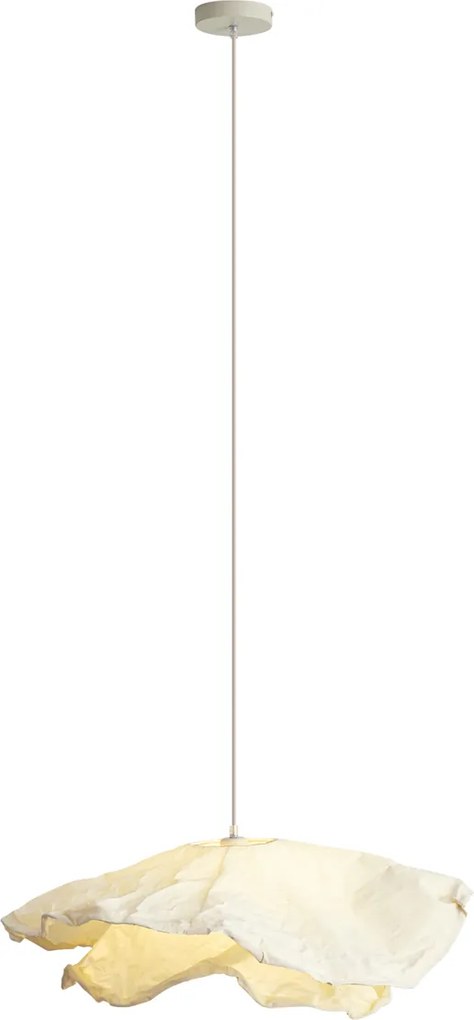 Japandi hanglamp beige met stoffen kap 80cm - Papel