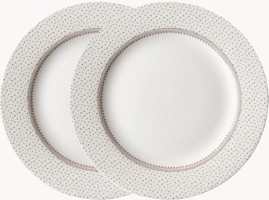 Set di 2 piatti da dessert in porcellana Flat