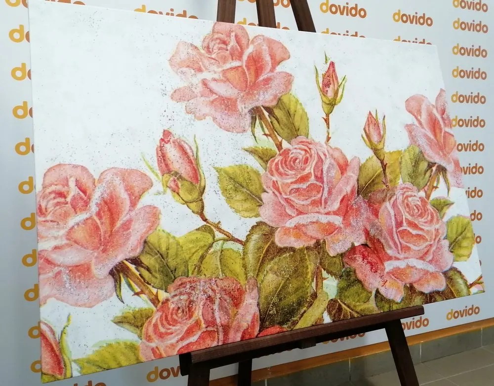 Quadro su tela – Bouquet vintage di rose