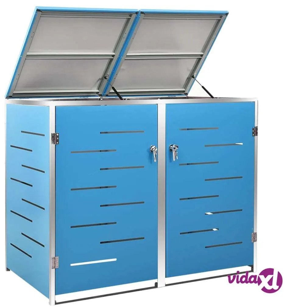 vidaXL Copri Bidoni Pattumiera Doppia 138x77,5x112,5 cm Acciaio Inox