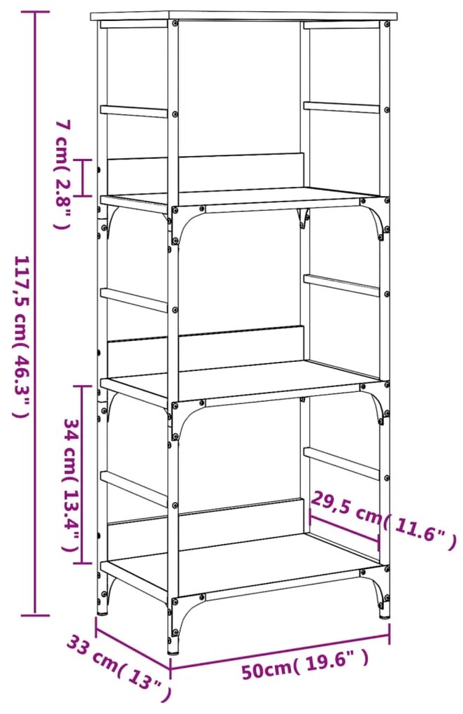 Libreria Rovere Marrone 50x33x117,5 cm in Legno Multistrato