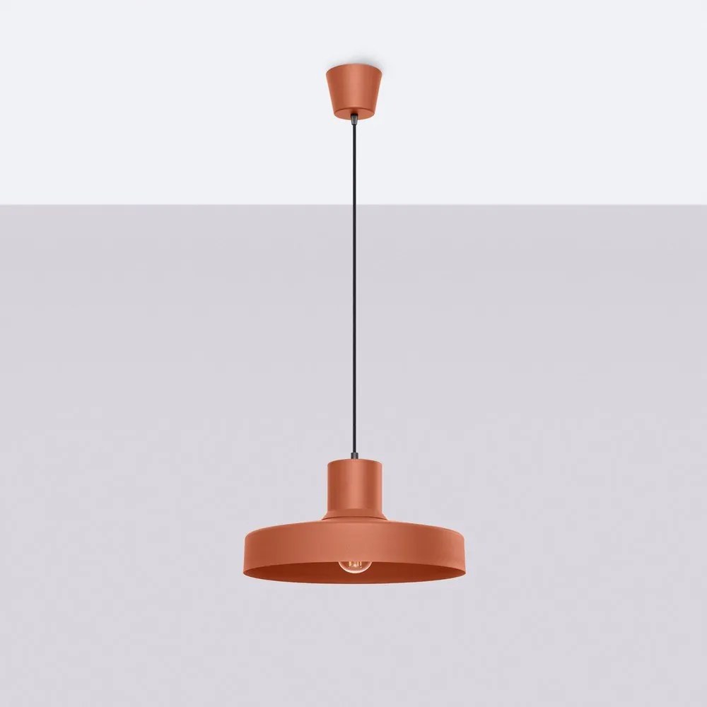 Lampadario arancione con paralume in metallo Vito – Sollux