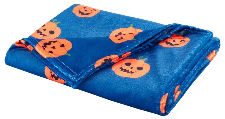 Coperta blu e arancione in micropile a tema Halloween 130x170 cm Halloween Pumpkins – Catherine Lansfield