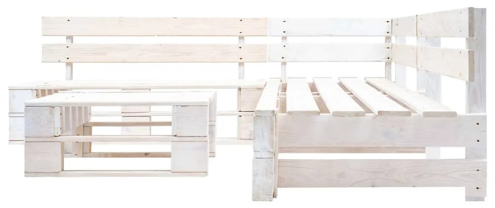 Set divani da giardino su pallet 4 pz in legno bianco