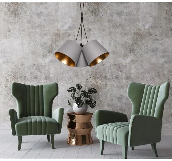 Lampadario su corda ZOMA 3xE27/60W/260V grigio/rame