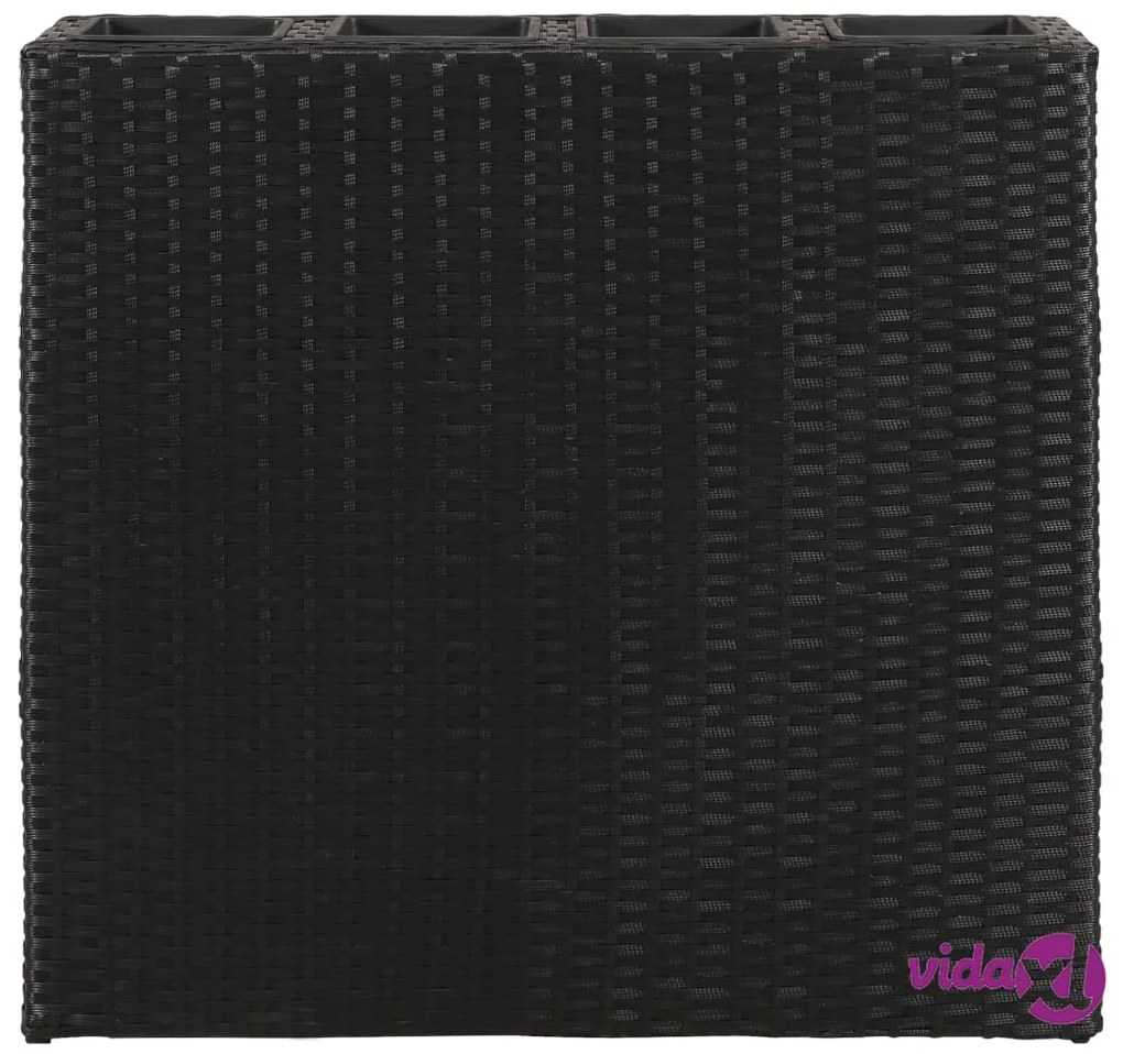 vidaXL Letto Rialzato da Giardino con 4 Vasi in Polyrattan Nero