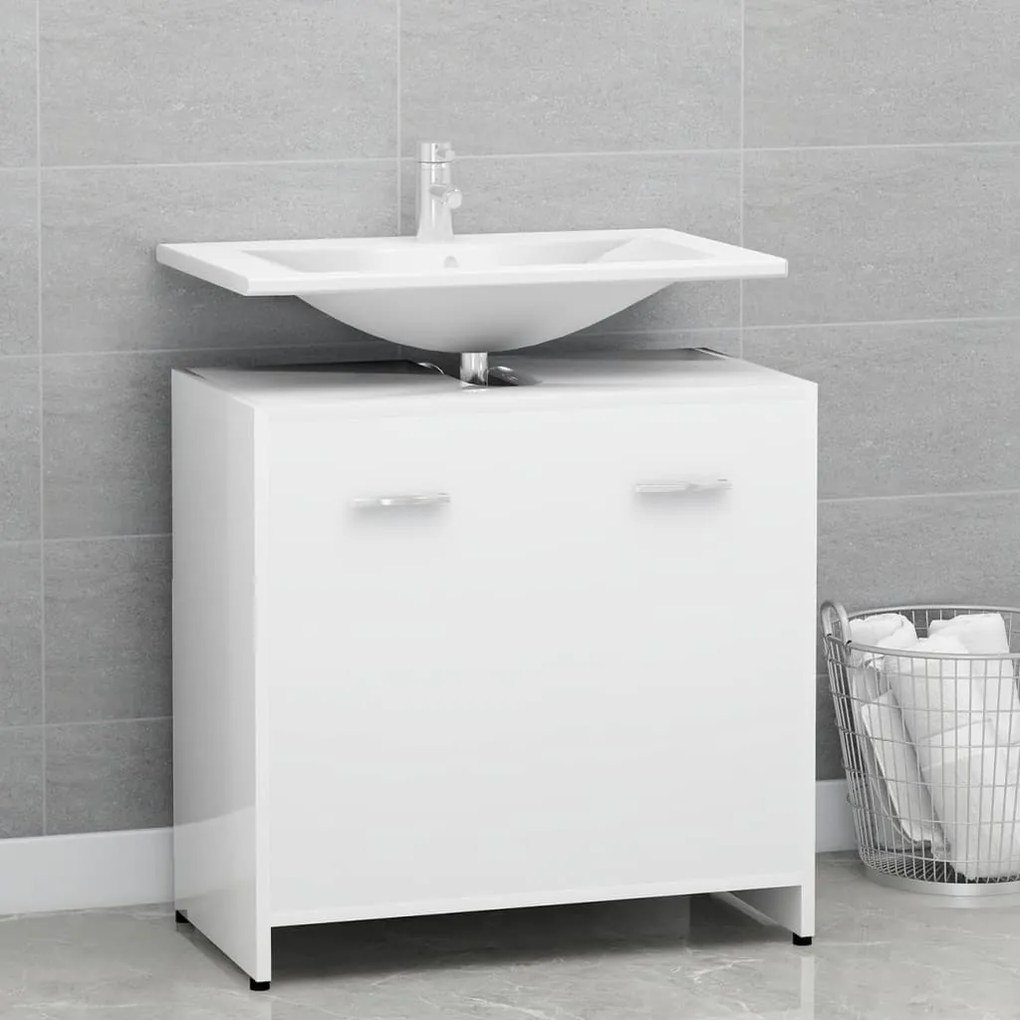 Armadio Da Bagno Bianco 60x33x61 Cm İn Legno Multistrato /