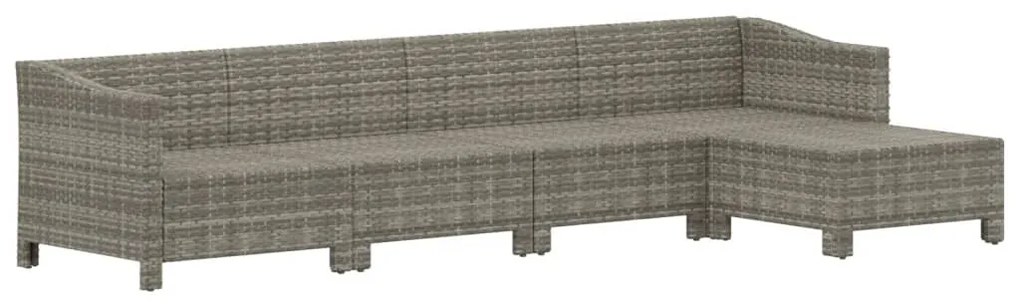 Set Divani da Giardino 5 pz con Cuscini in Polyrattan Grigio