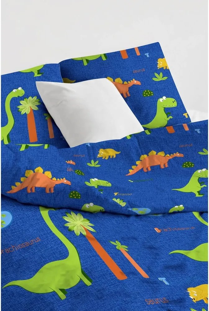 Set copripiumino e federa da bambini blu per letto singolo 140x200 cm Dinolar – Mijolnir