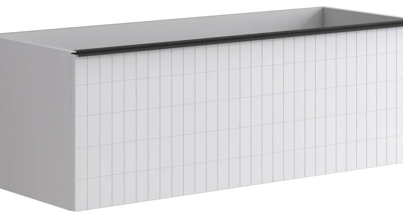 Mobile da bagno sotto lavabo Pixel grid bianco e maniglia alluminio nero laccato opaco L 120 x H 40 x P 45.5 cm 2 cassetti, lavabo non incluso