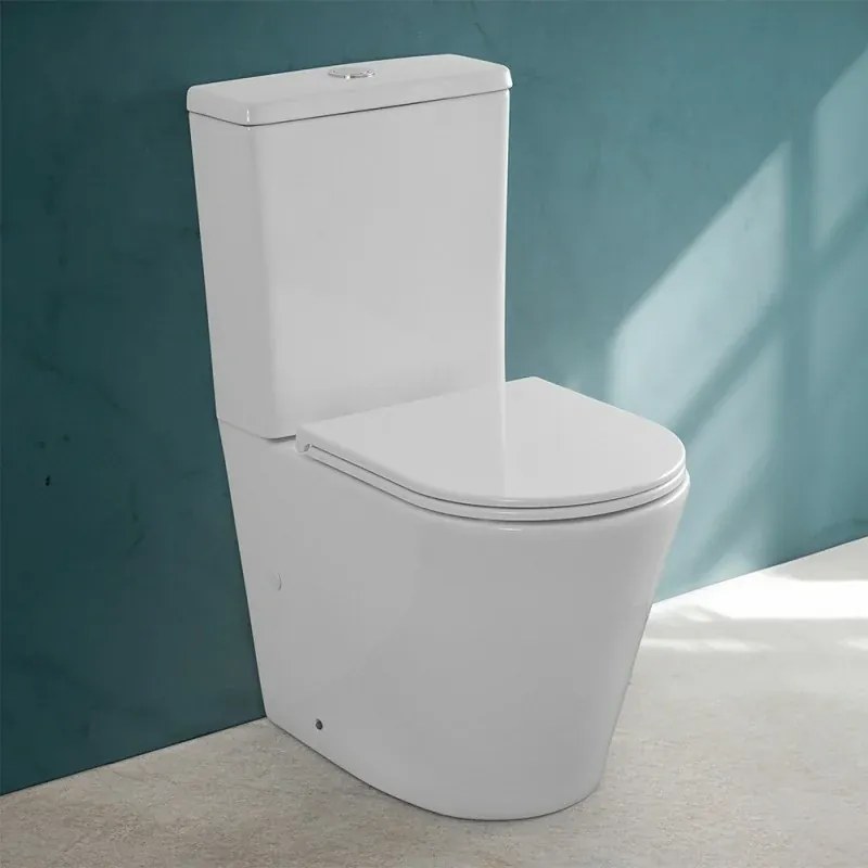 Wc filomuro monoblocco con tornado senza brida e sedile rallentato Klan