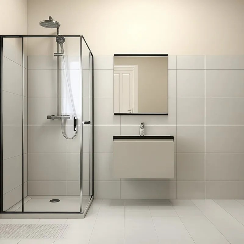 Mobile da bagno sospeso sotto lavabo L 59.5 x H 40 x P 45.5 cm beige opaco, 1 cassetto Fusion