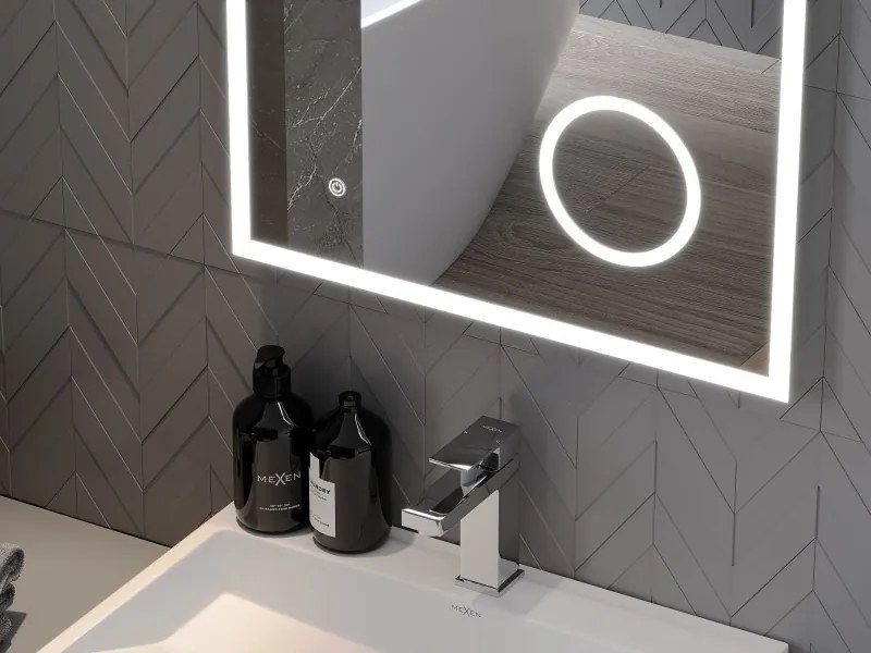 Mexen Kala specchio da bagno retroilluminato con specchietto cosmetico 60 x 80 cm, LED 6000K, anti-appannamento