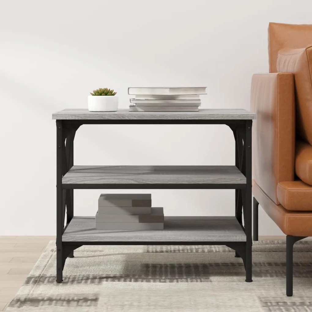 Tavolino grigio sonoma 55x38x45 cm in legno multistrato